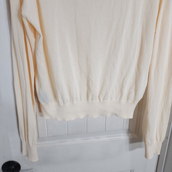 Theory Womens Sweater Bristol Cotton Polo Pullover Beige Parchment Knit Size M - Picture 10 of 11